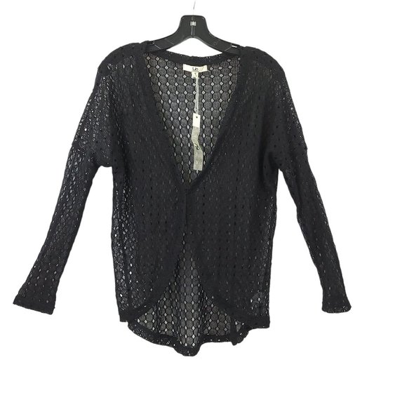 Ya Los Angeles Crochet Cardigan Womens Size S Open Front Hook Closure Black NEW - Picture 1 of 16